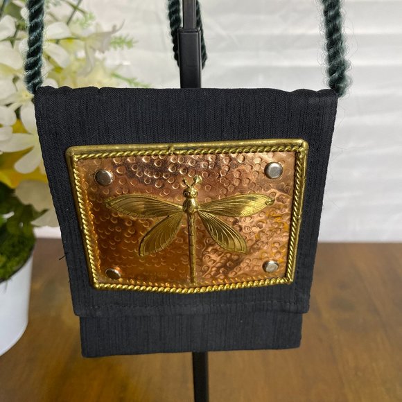 Lunacy Designs Purse with Hammered Metal Dragonfly Copper Brass - Picture 2 of 8